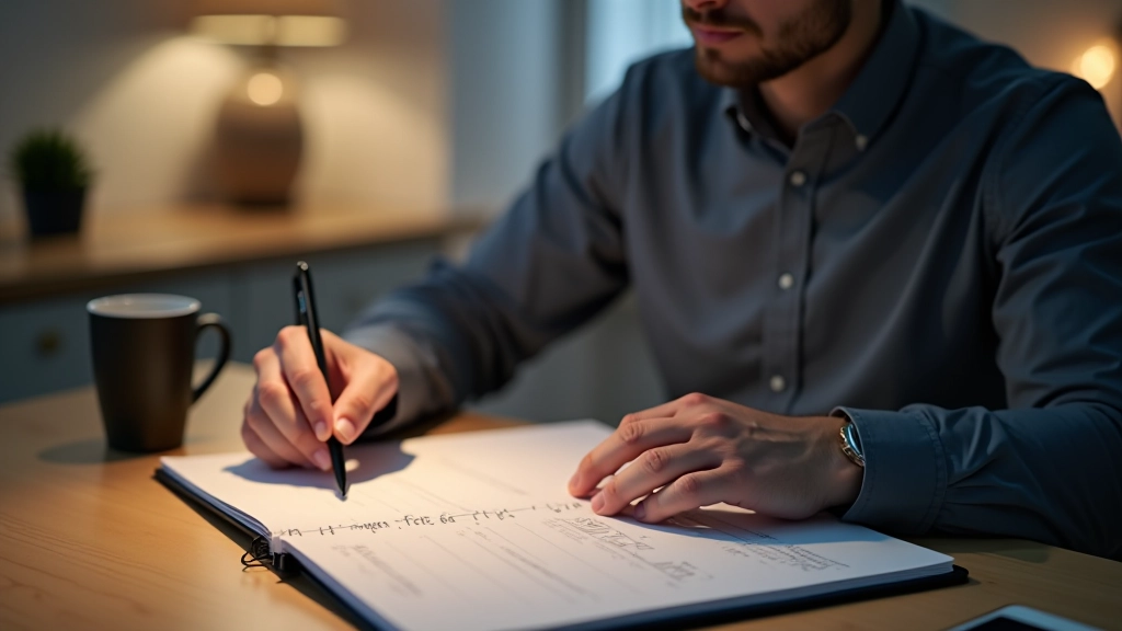Business professionals reviewing documents and planning framework on table